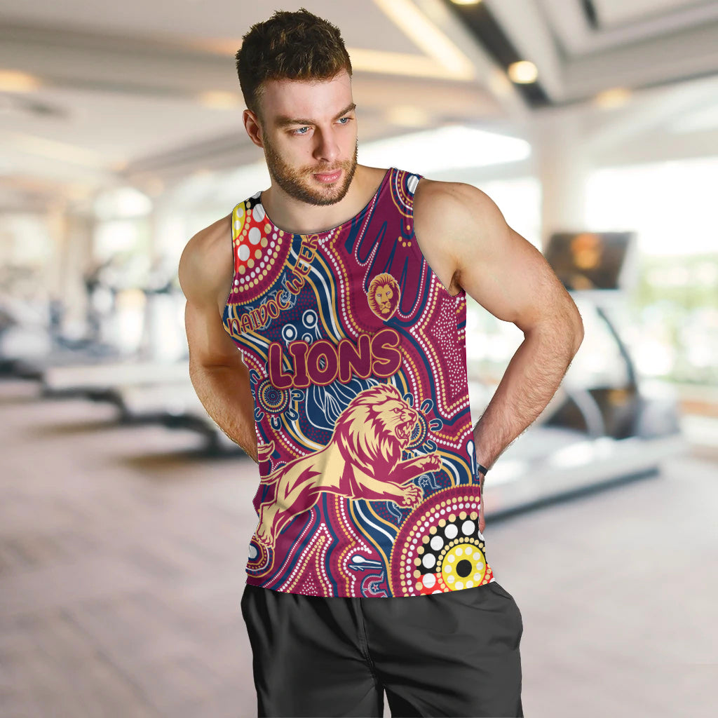 Personalised NAIDOC Week 2024 Brisbane Lions Men Tank Top Australian Aboriginal Hand Painting