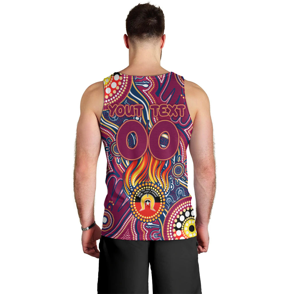 Personalised NAIDOC Week 2024 Brisbane Lions Men Tank Top Australian Aboriginal Hand Painting