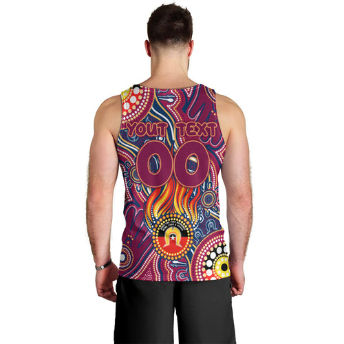 Personalised NAIDOC Week 2024 Brisbane Lions Men Tank Top Australian Aboriginal Hand Painting