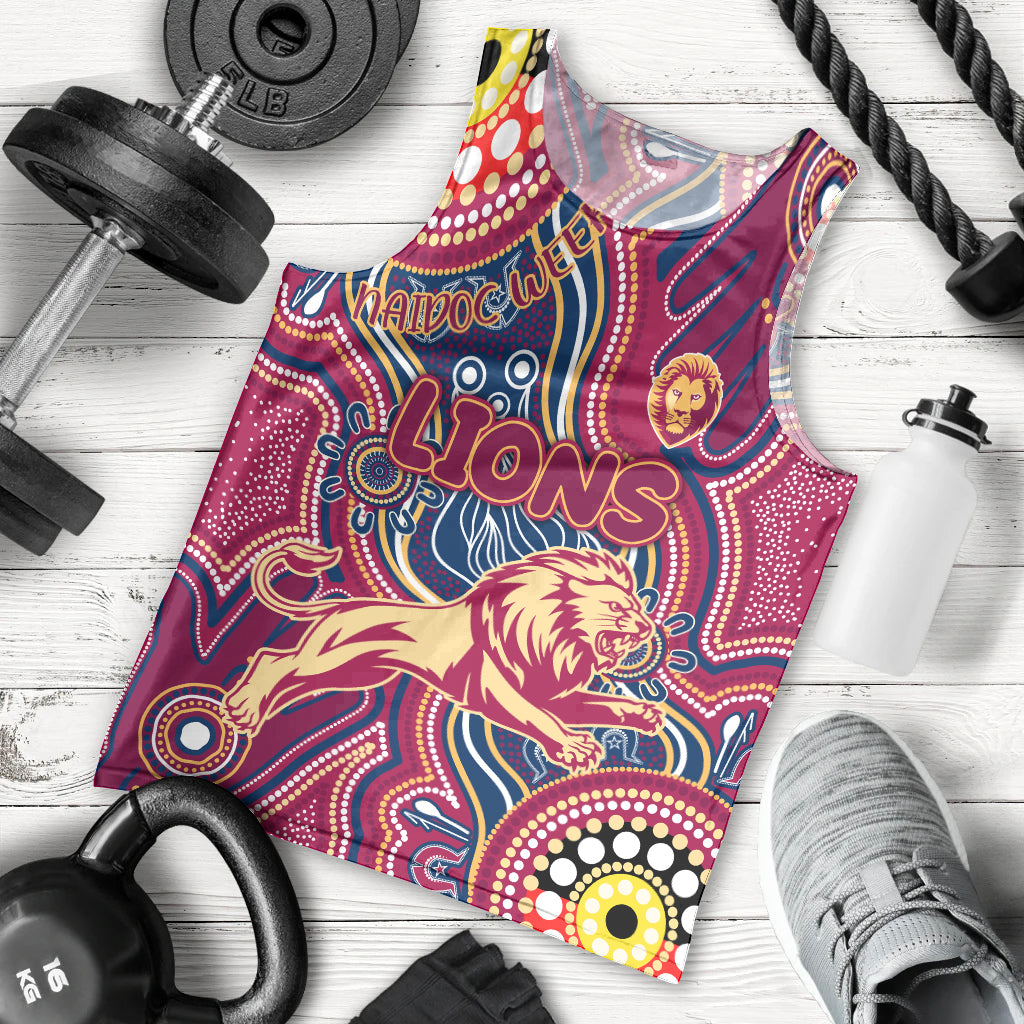Personalised NAIDOC Week 2024 Brisbane Lions Men Tank Top Australian Aboriginal Hand Painting