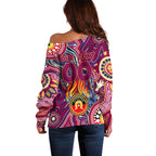 Personalised NAIDOC Week 2024 Brisbane Lions Off Shoulder Sweater Australian Aboriginal Hand Painting