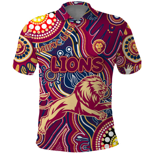 Personalised NAIDOC Week 2024 Brisbane Lions Polo Shirt Australian Aboriginal Hand Painting