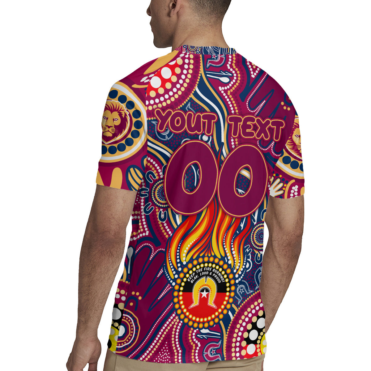 Personalised NAIDOC Week 2024 Brisbane Lions Rugby Jersey Australian Aboriginal Hand Painting