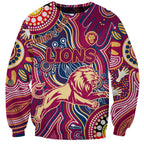 Personalised NAIDOC Week 2024 Brisbane Lions Sweatshirt Australian Aboriginal Hand Painting
