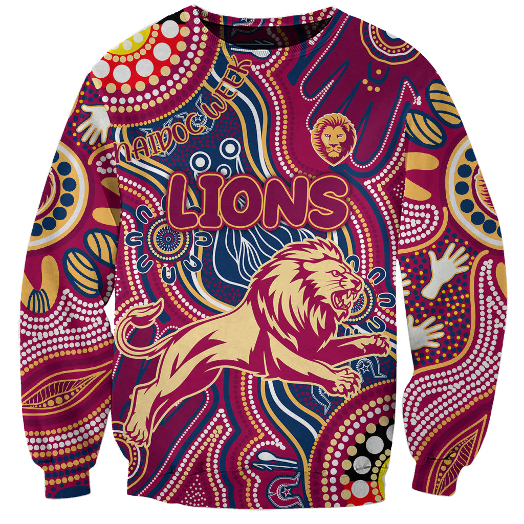 Personalised NAIDOC Week 2024 Brisbane Lions Sweatshirt Australian Aboriginal Hand Painting