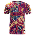 Personalised NAIDOC Week 2024 Brisbane Lions T Shirt Australian Aboriginal Hand Painting