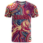 Personalised NAIDOC Week 2024 Brisbane Lions T Shirt Australian Aboriginal Hand Painting