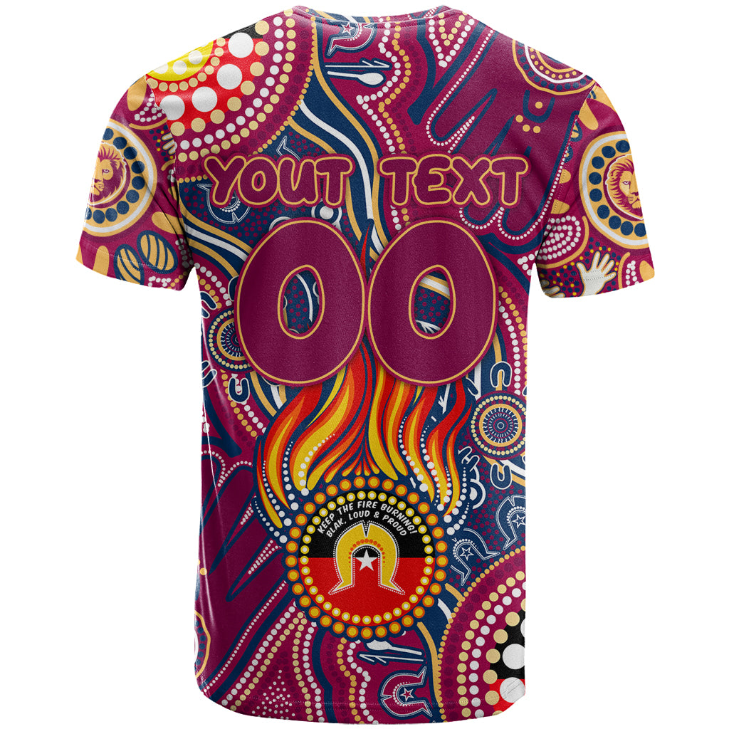 Personalised NAIDOC Week 2024 Brisbane Lions T Shirt Australian Aboriginal Hand Painting