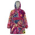Personalised NAIDOC Week 2024 Brisbane Lions Wearable Blanket Hoodie Australian Aboriginal Hand Painting