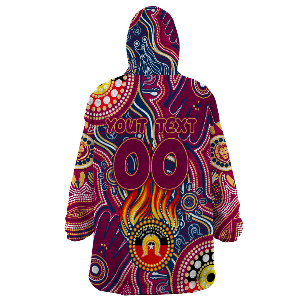 Personalised NAIDOC Week 2024 Brisbane Lions Wearable Blanket Hoodie Australian Aboriginal Hand Painting