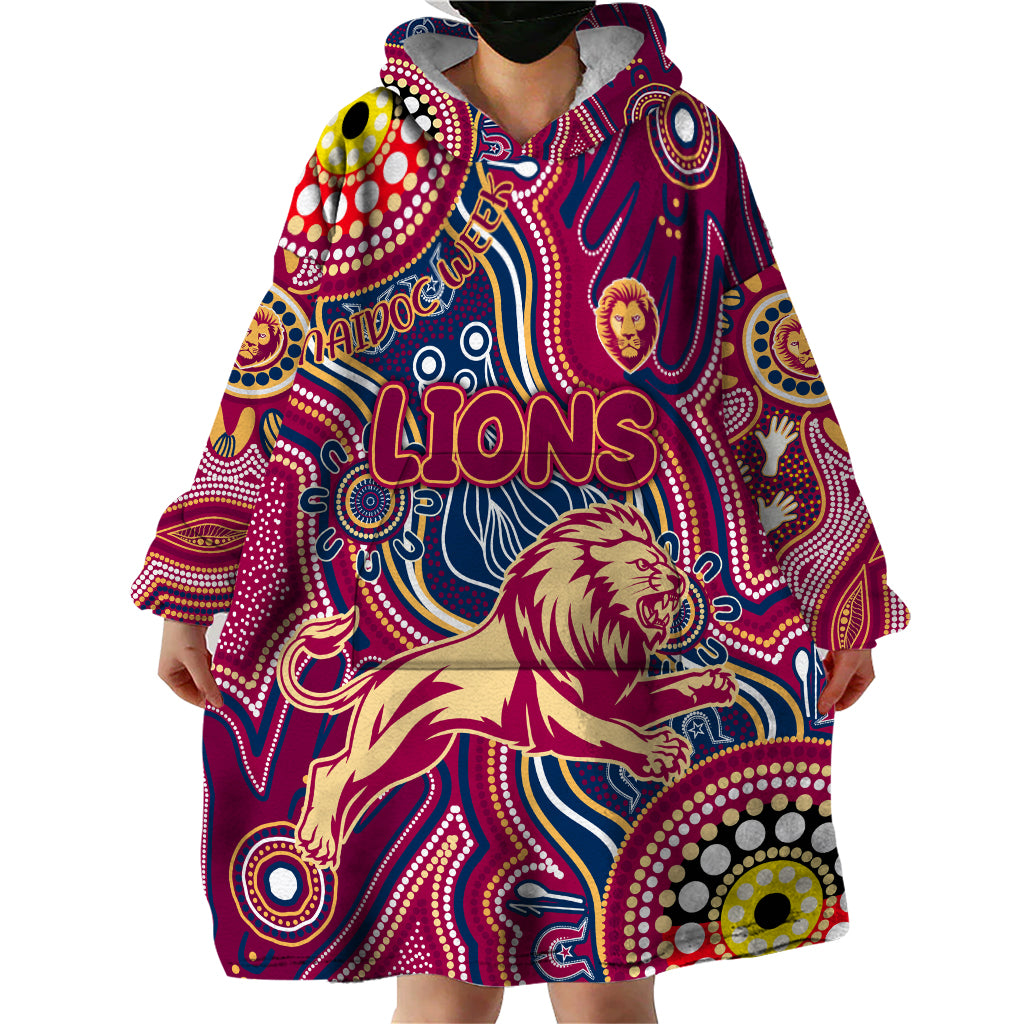 Personalised NAIDOC Week 2024 Brisbane Lions Wearable Blanket Hoodie Australian Aboriginal Hand Painting