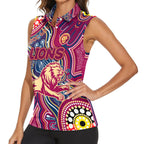 Personalised NAIDOC Week 2024 Brisbane Lions Women Sleeveless Polo Shirt Australian Aboriginal Hand Painting