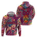Personalised NAIDOC Week 2024 Brisbane Lions Zip Hoodie Australian Aboriginal Hand Painting