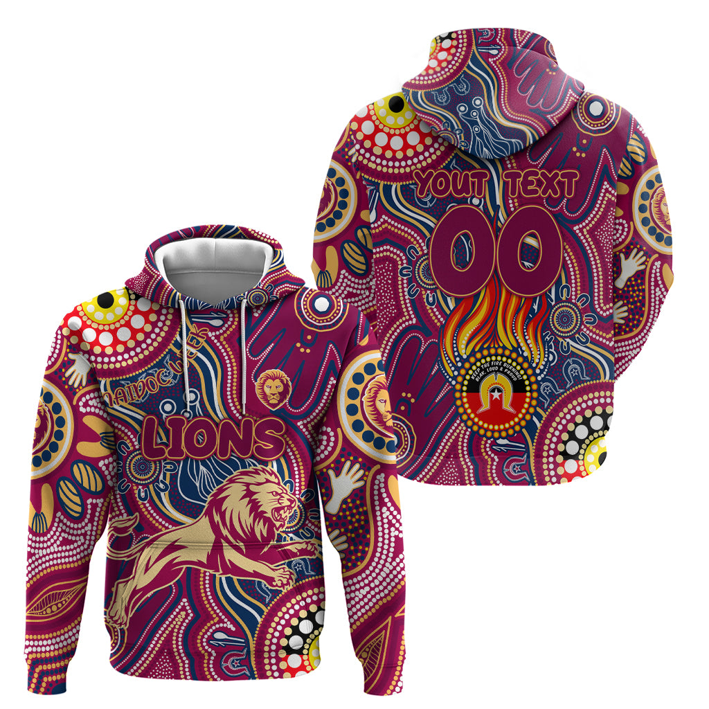 Personalised NAIDOC Week 2024 Brisbane Lions Zip Hoodie Australian Aboriginal Hand Painting