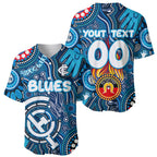 Personalised NAIDOC Week 2024 Carlton Blues Baseball Jersey Australian Aboriginal Hand Painting