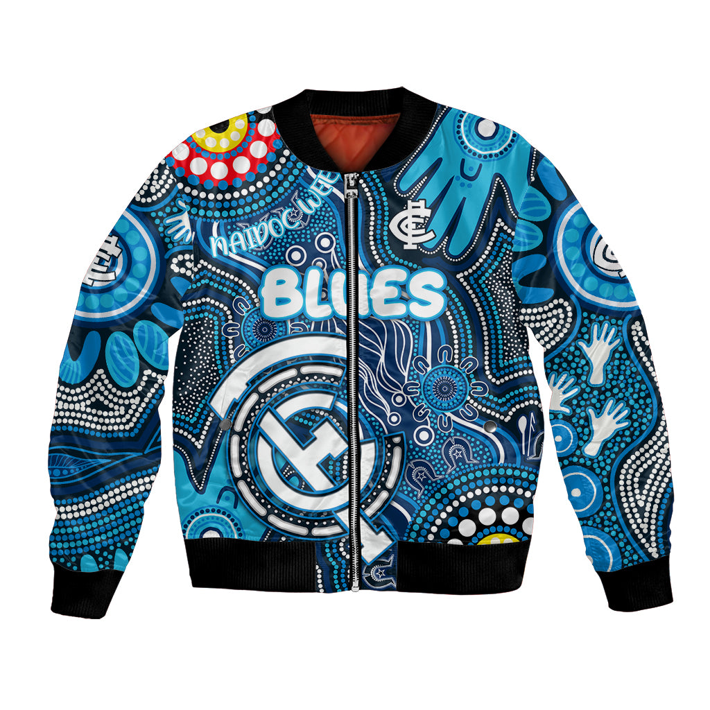Personalised NAIDOC Week 2024 Carlton Blues Bomber Jacket Australian Aboriginal Hand Painting