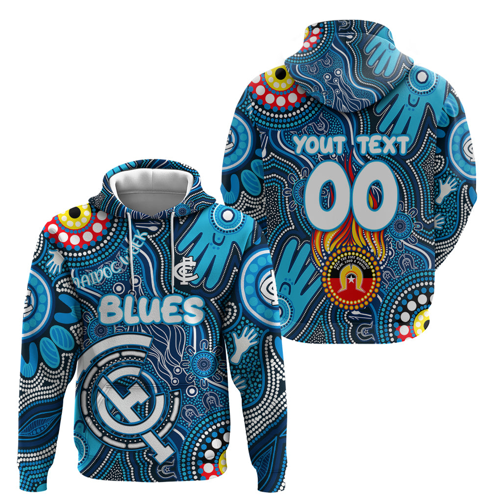 Personalised NAIDOC Week 2024 Carlton Blues Hoodie Australian Aboriginal Hand Painting