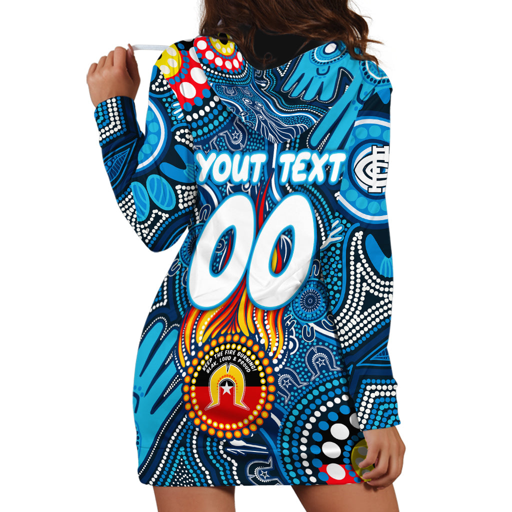 Personalised NAIDOC Week 2024 Carlton Blues Hoodie Dress Australian Aboriginal Hand Painting
