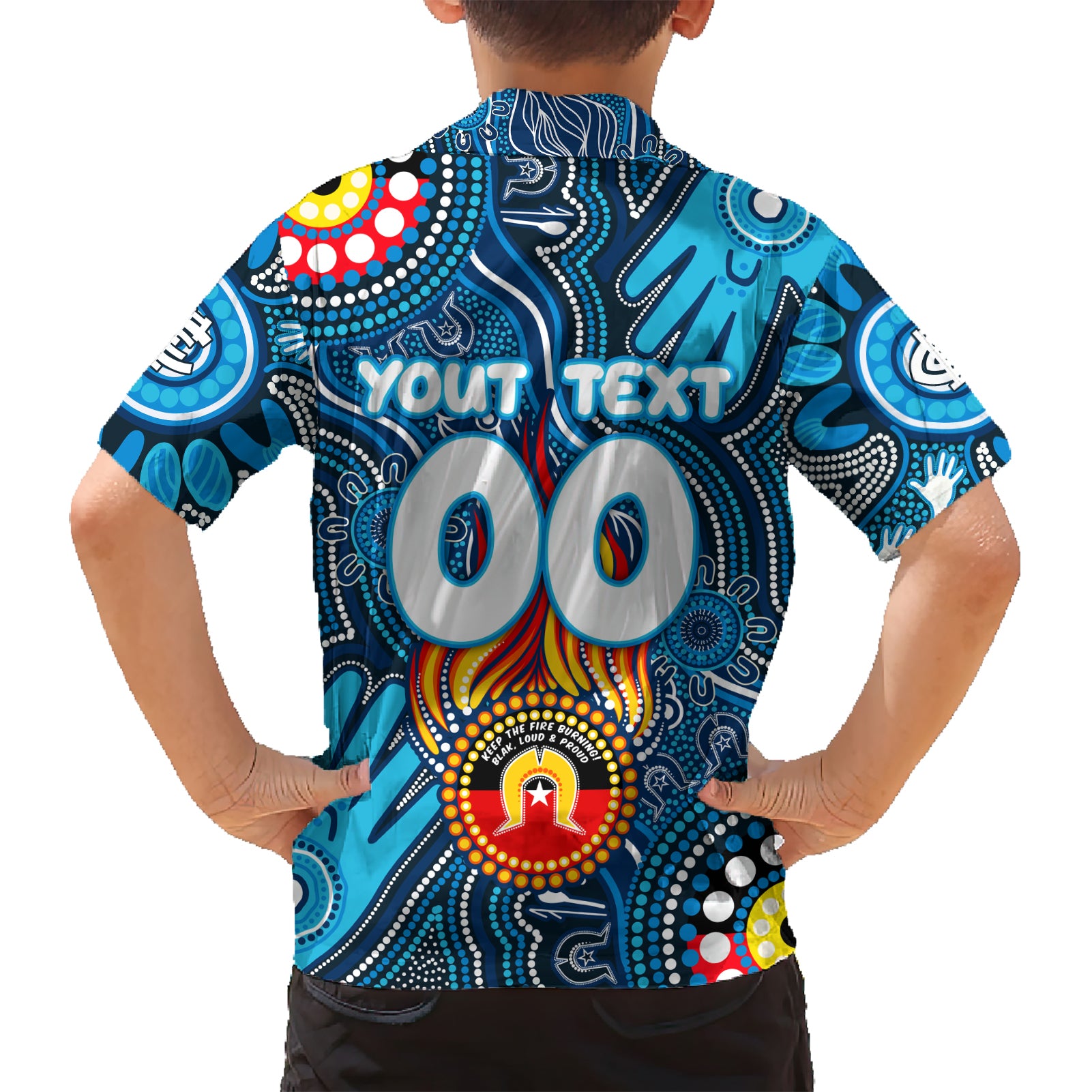 Personalised NAIDOC Week 2024 Carlton Blues Kid Hawaiian Shirt Australian Aboriginal Hand Painting
