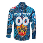 Personalised NAIDOC Week 2024 Carlton Blues Long Sleeve Button Shirt Australian Aboriginal Hand Painting