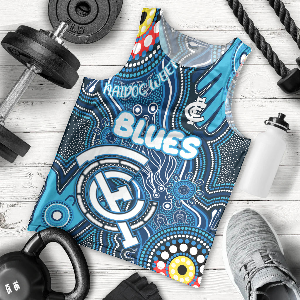 Personalised NAIDOC Week 2024 Carlton Blues Men Tank Top Australian Aboriginal Hand Painting