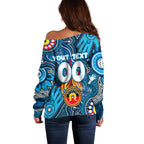 Personalised NAIDOC Week 2024 Carlton Blues Off Shoulder Sweater Australian Aboriginal Hand Painting