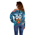 Personalised NAIDOC Week 2024 Carlton Blues Off Shoulder Sweater Australian Aboriginal Hand Painting