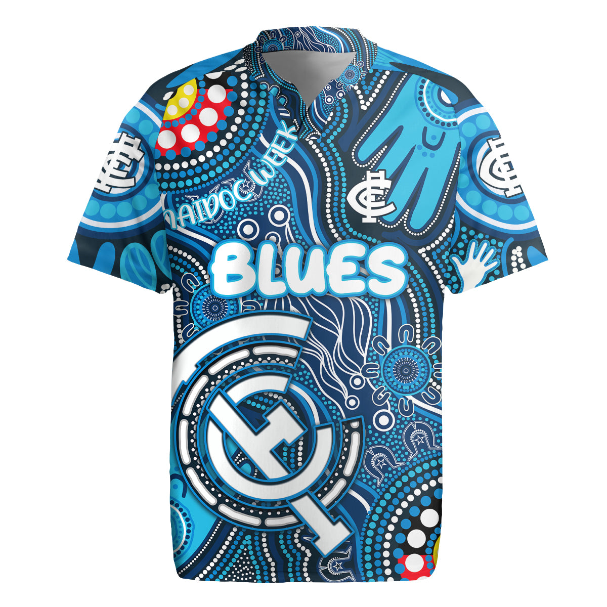 Personalised NAIDOC Week 2024 Carlton Blues Rugby Jersey Australian Aboriginal Hand Painting