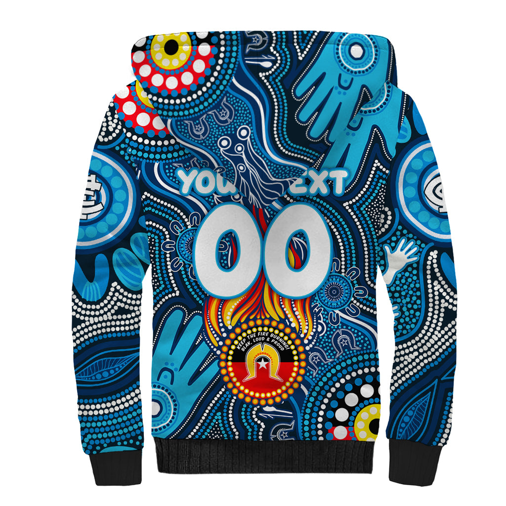 Personalised NAIDOC Week 2024 Carlton Blues Sherpa Hoodie Australian Aboriginal Hand Painting