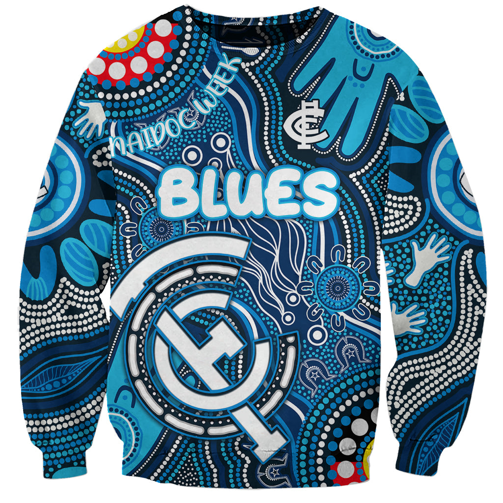 Personalised NAIDOC Week 2024 Carlton Blues Sweatshirt Australian Aboriginal Hand Painting