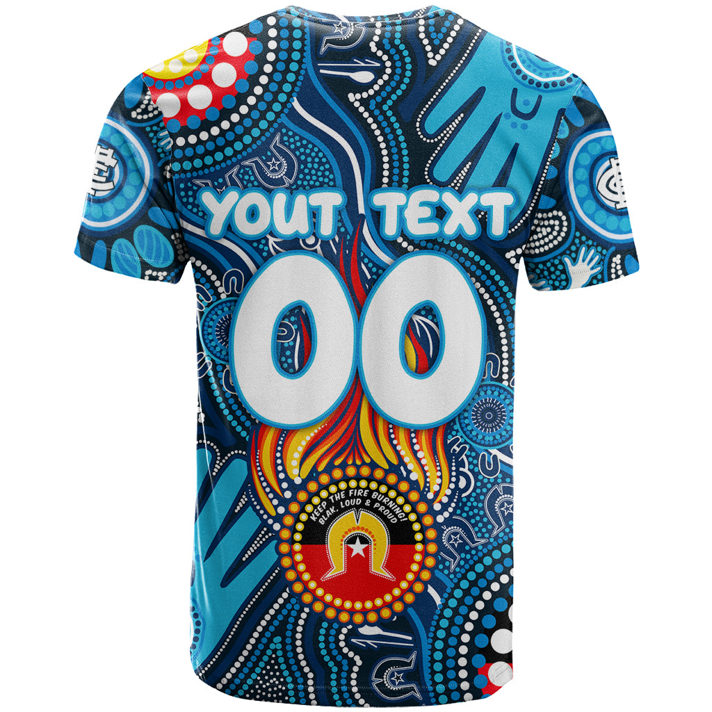 Personalised NAIDOC Week 2024 Carlton Blues T Shirt Australian Aboriginal Hand Painting