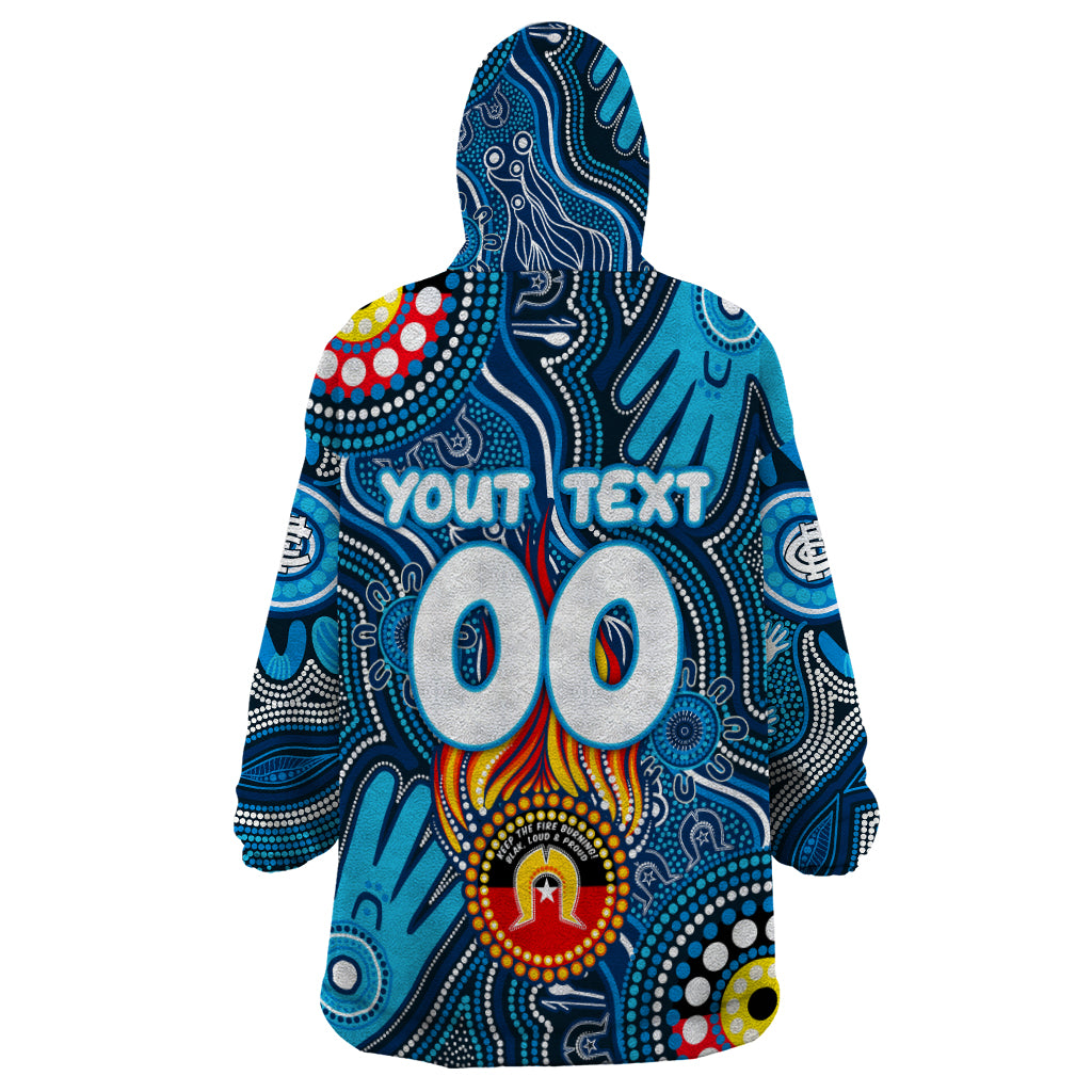 Personalised NAIDOC Week 2024 Carlton Blues Wearable Blanket Hoodie Australian Aboriginal Hand Painting