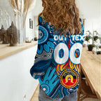 Personalised NAIDOC Week 2024 Carlton Blues Women Casual Shirt Australian Aboriginal Hand Painting