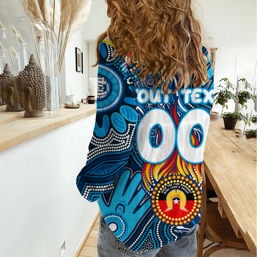 Personalised NAIDOC Week 2024 Carlton Blues Women Casual Shirt Australian Aboriginal Hand Painting