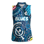 Personalised NAIDOC Week 2024 Carlton Blues Women Sleeveless Polo Shirt Australian Aboriginal Hand Painting