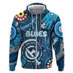 Personalised NAIDOC Week 2024 Carlton Blues Zip Hoodie Australian Aboriginal Hand Painting