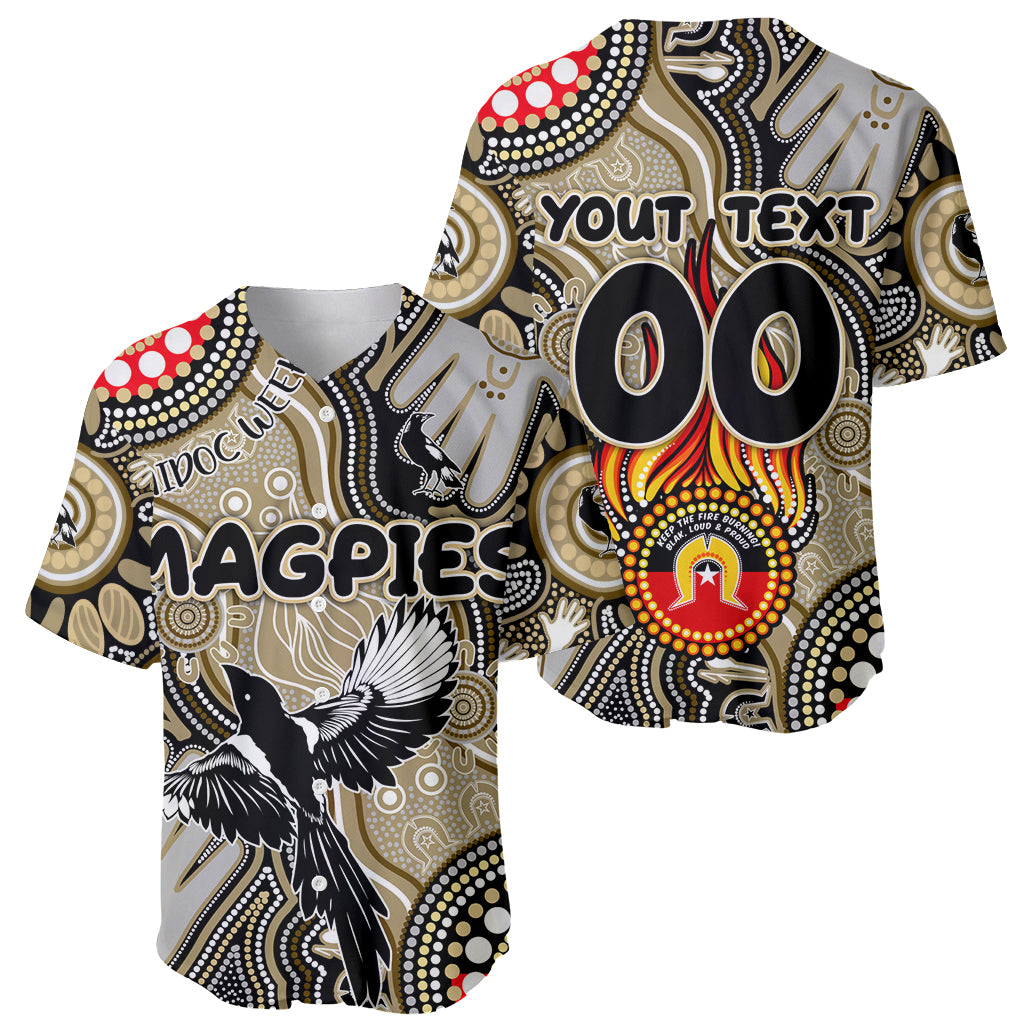 Personalised NAIDOC Week 2024 Collingwood Magpies Baseball Jersey Australian Aboriginal Hand Painting