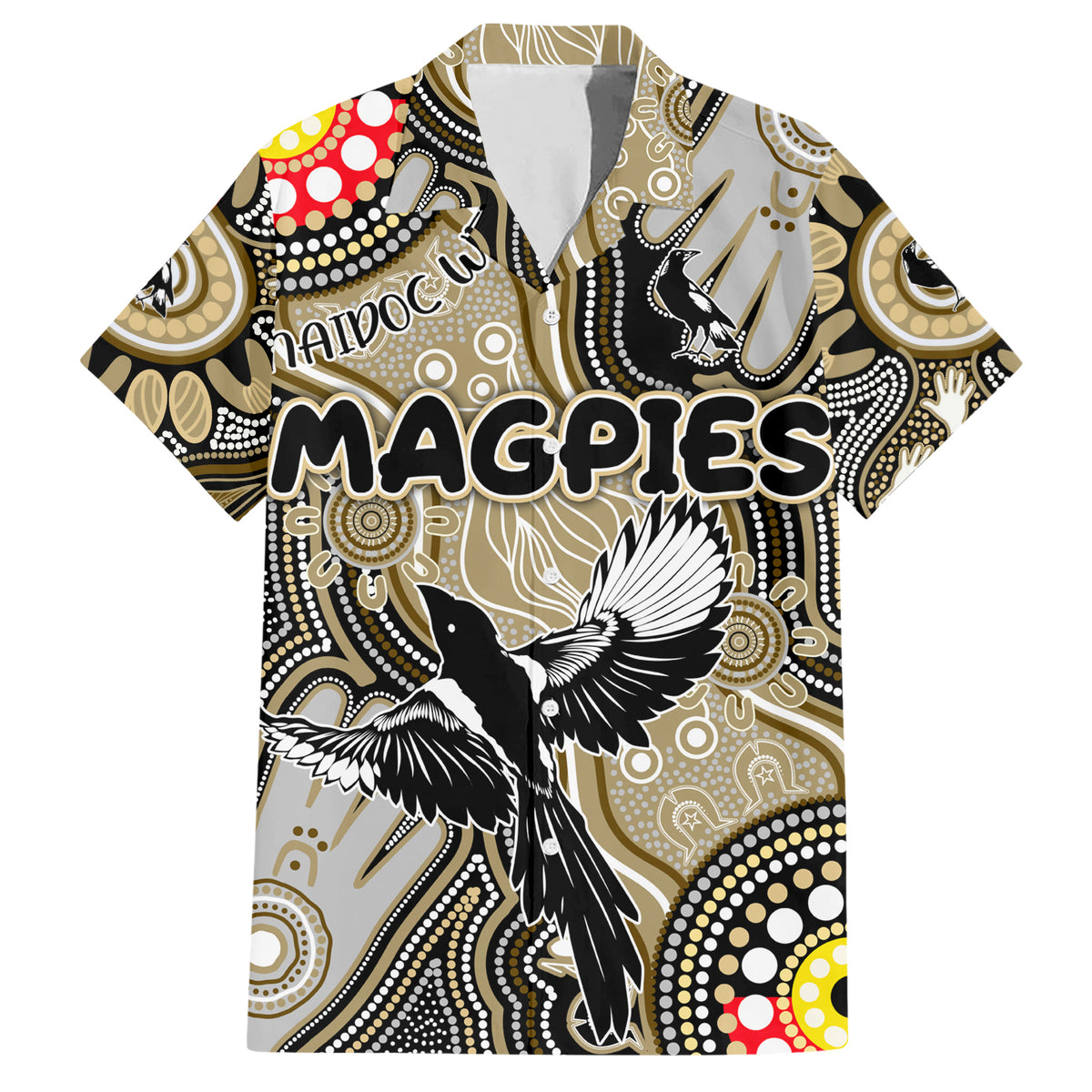 Personalised NAIDOC Week 2024 Collingwood Magpies Hawaiian Shirt Australian Aboriginal Hand Painting