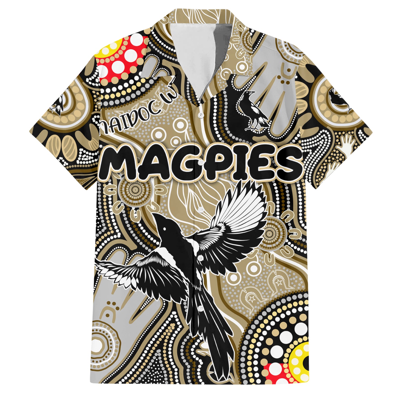 Personalised NAIDOC Week 2024 Collingwood Magpies Hawaiian Shirt Australian Aboriginal Hand Painting