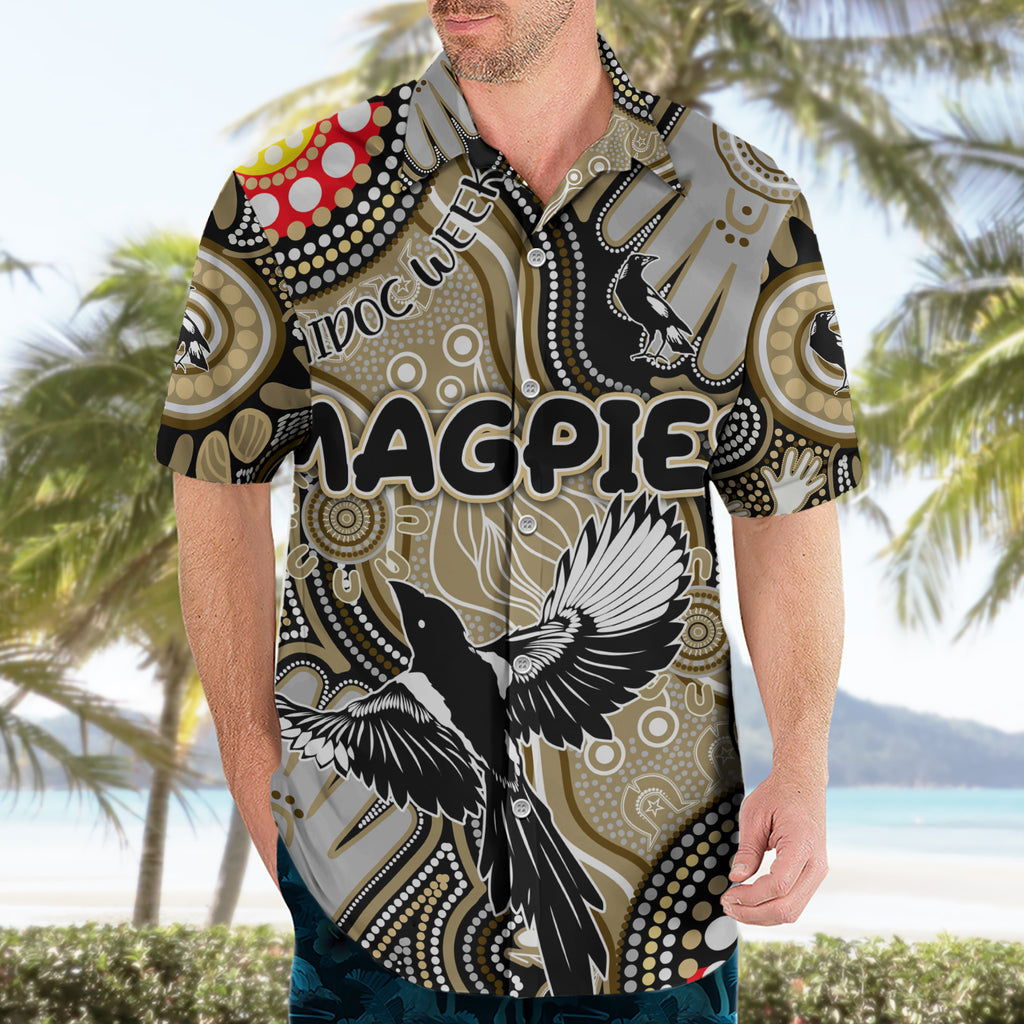 Personalised NAIDOC Week 2024 Collingwood Magpies Hawaiian Shirt Australian Aboriginal Hand Painting