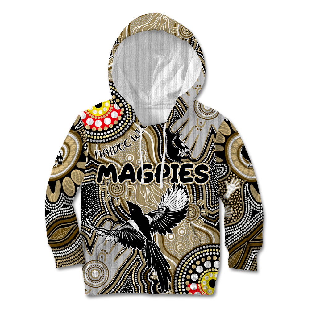 Personalised NAIDOC Week 2024 Collingwood Magpies Kid Hoodie Australian Aboriginal Hand Painting