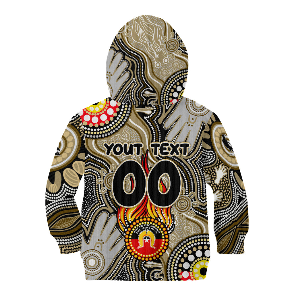 Personalised NAIDOC Week 2024 Collingwood Magpies Kid Hoodie Australian Aboriginal Hand Painting