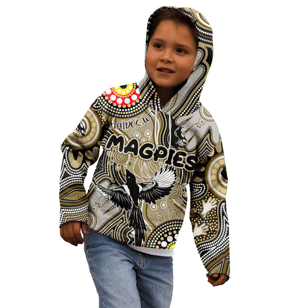 Personalised NAIDOC Week 2024 Collingwood Magpies Kid Hoodie Australian Aboriginal Hand Painting