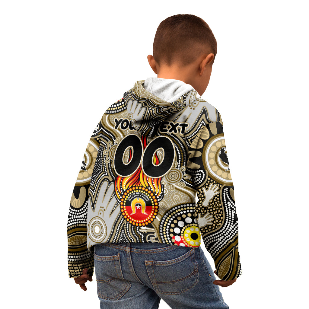 Personalised NAIDOC Week 2024 Collingwood Magpies Kid Hoodie Australian Aboriginal Hand Painting