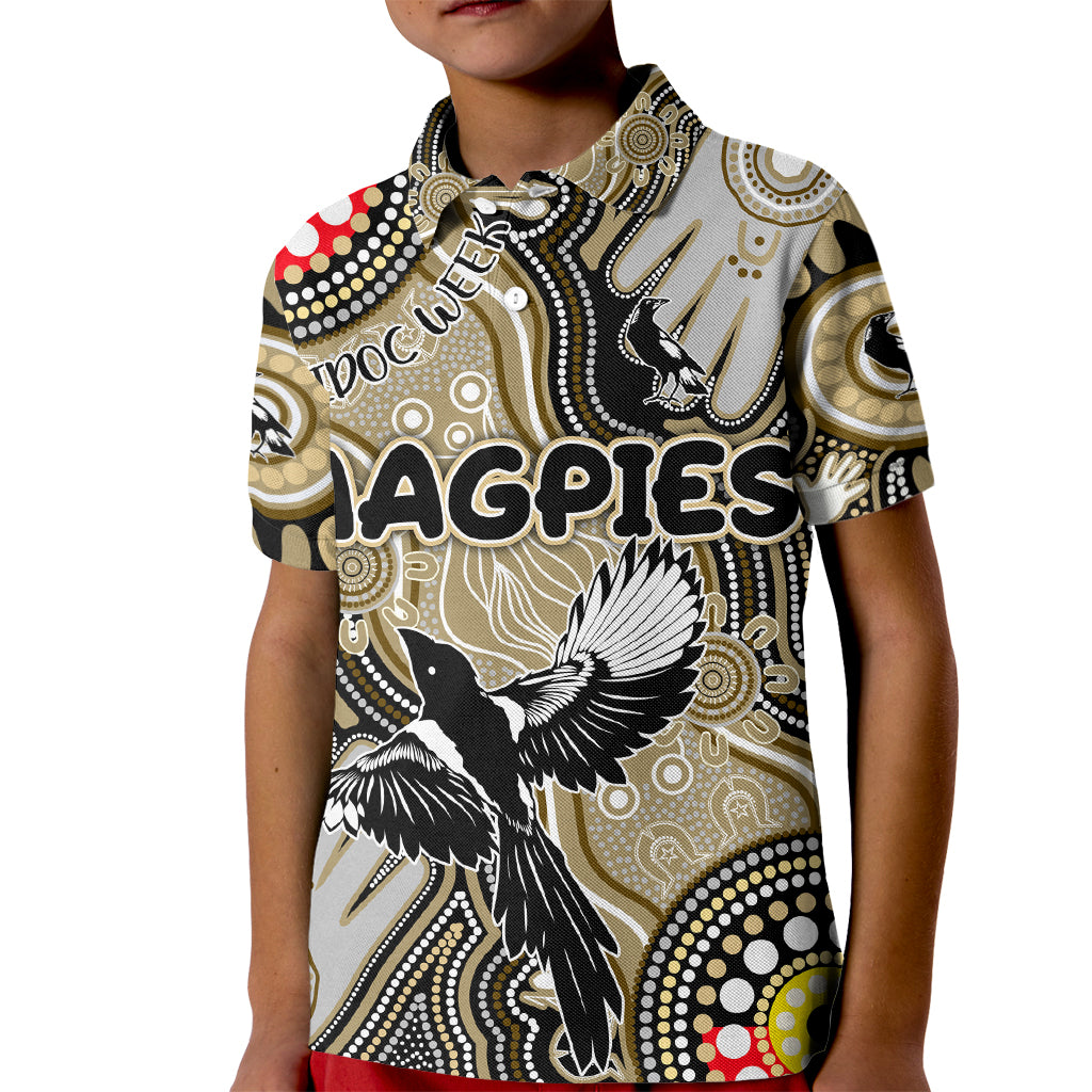 Personalised NAIDOC Week 2024 Collingwood Magpies Kid Polo Shirt Australian Aboriginal Hand Painting