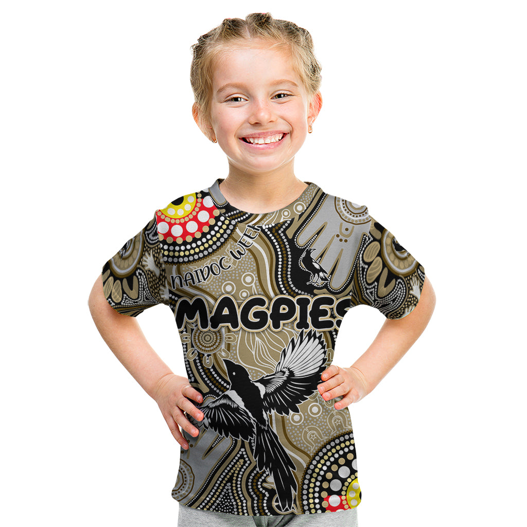 Personalised NAIDOC Week 2024 Collingwood Magpies Kid T Shirt Australian Aboriginal Hand Painting