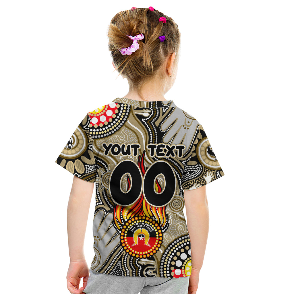 Personalised NAIDOC Week 2024 Collingwood Magpies Kid T Shirt Australian Aboriginal Hand Painting