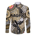Personalised NAIDOC Week 2024 Collingwood Magpies Long Sleeve Button Shirt Australian Aboriginal Hand Painting