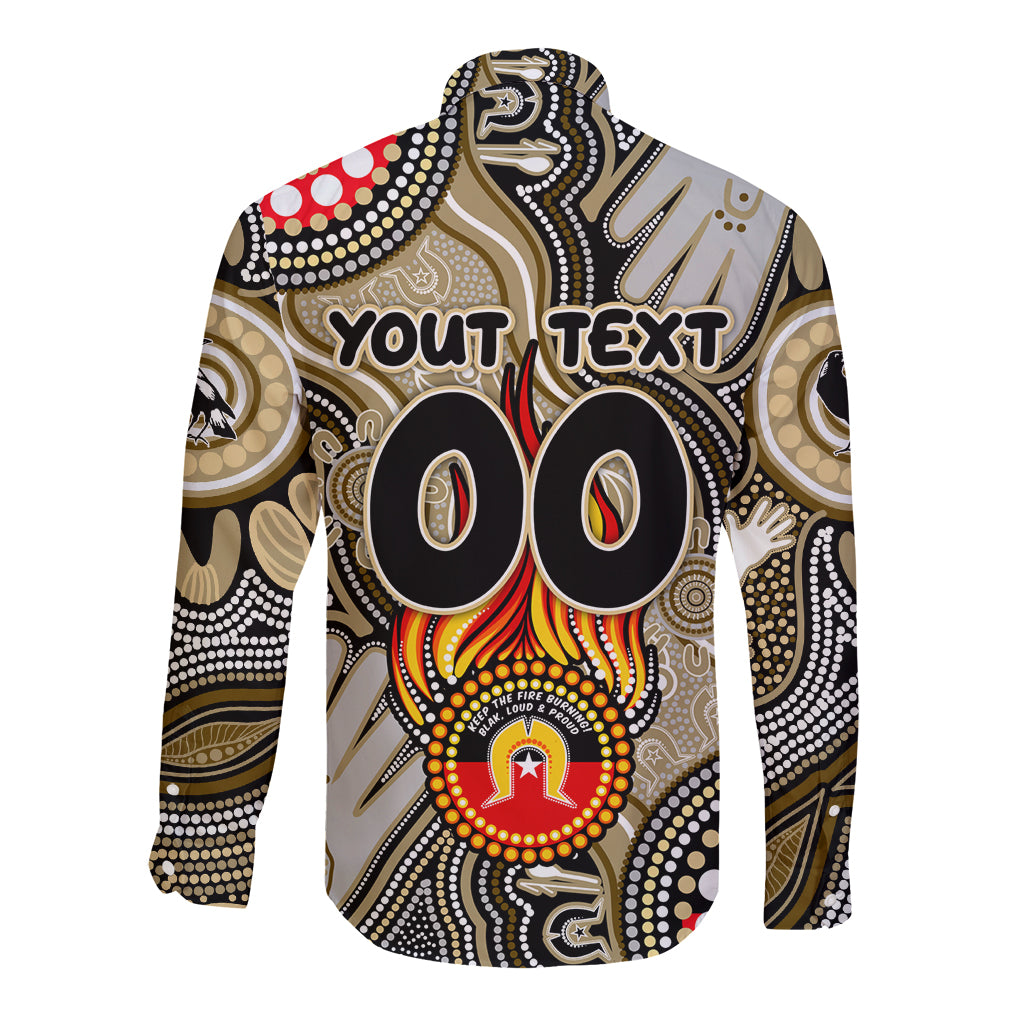 Personalised NAIDOC Week 2024 Collingwood Magpies Long Sleeve Button Shirt Australian Aboriginal Hand Painting