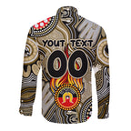 Personalised NAIDOC Week 2024 Collingwood Magpies Long Sleeve Button Shirt Australian Aboriginal Hand Painting